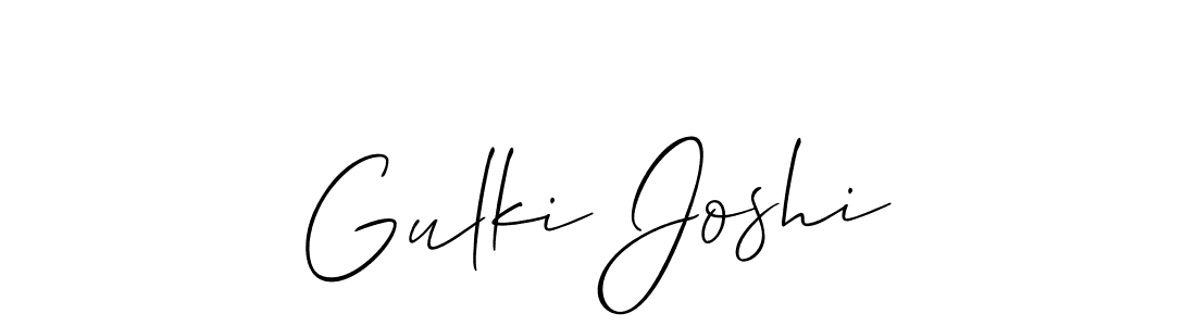 Allison_Script is a professional signature style that is perfect for those who want to add a touch of class to their signature. It is also a great choice for those who want to make their signature more unique. Get Gulki Joshi name to fancy signature for free. Gulki Joshi signature style 2 images and pictures png