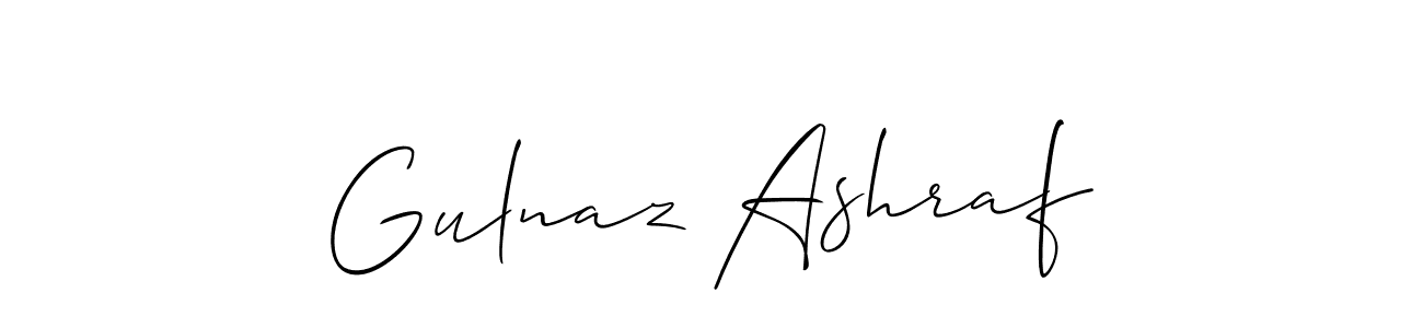 Allison_Script is a professional signature style that is perfect for those who want to add a touch of class to their signature. It is also a great choice for those who want to make their signature more unique. Get Gulnaz Ashraf name to fancy signature for free. Gulnaz Ashraf signature style 2 images and pictures png