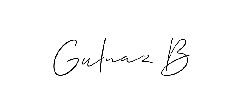 if you are searching for the best signature style for your name Gulnaz B. so please give up your signature search. here we have designed multiple signature styles  using Allison_Script. Gulnaz B signature style 2 images and pictures png