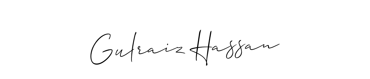 Make a beautiful signature design for name Gulraiz Hassan. With this signature (Allison_Script) style, you can create a handwritten signature for free. Gulraiz Hassan signature style 2 images and pictures png