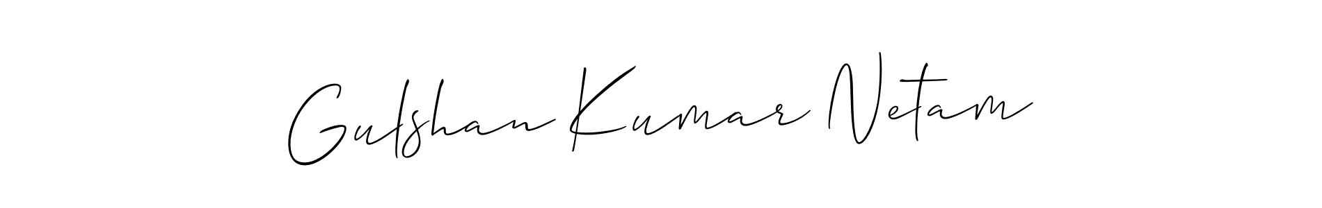 Allison_Script is a professional signature style that is perfect for those who want to add a touch of class to their signature. It is also a great choice for those who want to make their signature more unique. Get Gulshan Kumar Netam name to fancy signature for free. Gulshan Kumar Netam signature style 2 images and pictures png