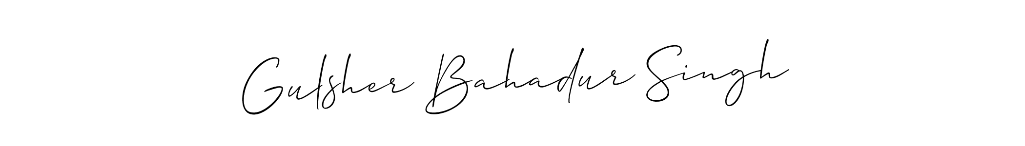 The best way (Allison_Script) to make a short signature is to pick only two or three words in your name. The name Gulsher Bahadur Singh include a total of six letters. For converting this name. Gulsher Bahadur Singh signature style 2 images and pictures png