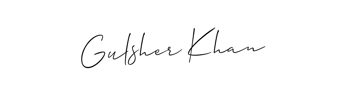 Create a beautiful signature design for name Gulsher Khan. With this signature (Allison_Script) fonts, you can make a handwritten signature for free. Gulsher Khan signature style 2 images and pictures png