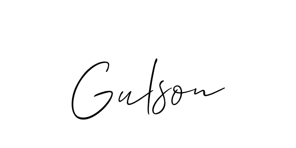 Use a signature maker to create a handwritten signature online. With this signature software, you can design (Allison_Script) your own signature for name Gulson. Gulson signature style 2 images and pictures png