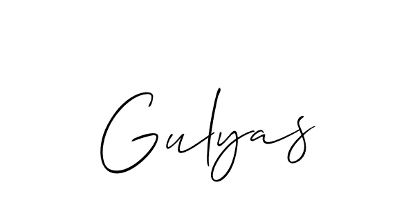 Make a beautiful signature design for name Gulyas. With this signature (Allison_Script) style, you can create a handwritten signature for free. Gulyas signature style 2 images and pictures png
