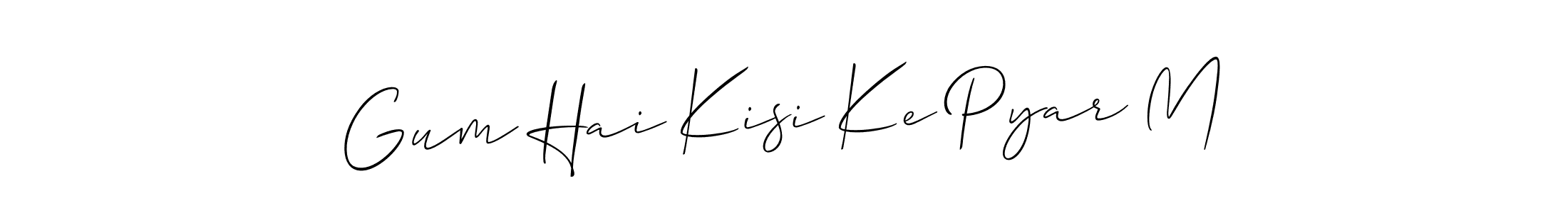 Allison_Script is a professional signature style that is perfect for those who want to add a touch of class to their signature. It is also a great choice for those who want to make their signature more unique. Get Gum Hai Kisi Ke Pyar M name to fancy signature for free. Gum Hai Kisi Ke Pyar M signature style 2 images and pictures png
