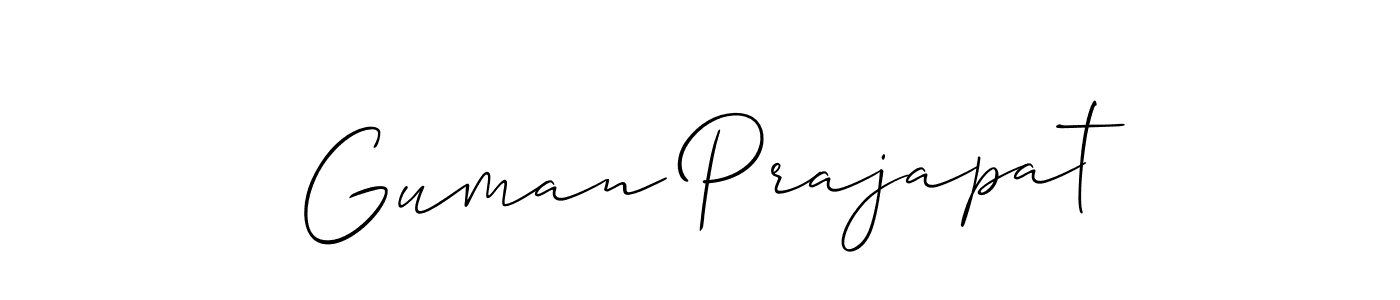 Design your own signature with our free online signature maker. With this signature software, you can create a handwritten (Allison_Script) signature for name Guman Prajapat. Guman Prajapat signature style 2 images and pictures png