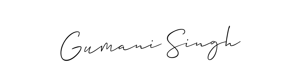 if you are searching for the best signature style for your name Gumani Singh. so please give up your signature search. here we have designed multiple signature styles  using Allison_Script. Gumani Singh signature style 2 images and pictures png