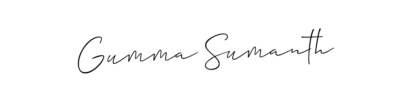 Make a short Gumma Sumanth signature style. Manage your documents anywhere anytime using Allison_Script. Create and add eSignatures, submit forms, share and send files easily. Gumma Sumanth signature style 2 images and pictures png