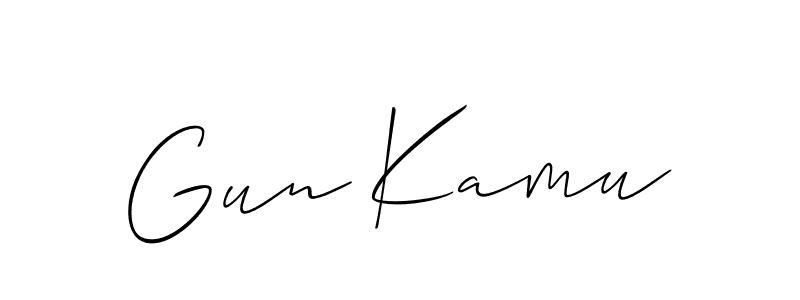 Similarly Allison_Script is the best handwritten signature design. Signature creator online .You can use it as an online autograph creator for name Gun Kamu. Gun Kamu signature style 2 images and pictures png