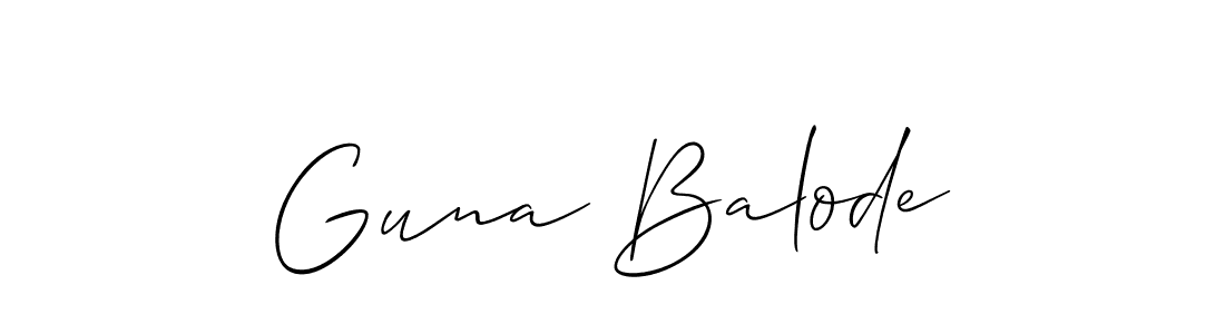 How to make Guna Balode name signature. Use Allison_Script style for creating short signs online. This is the latest handwritten sign. Guna Balode signature style 2 images and pictures png