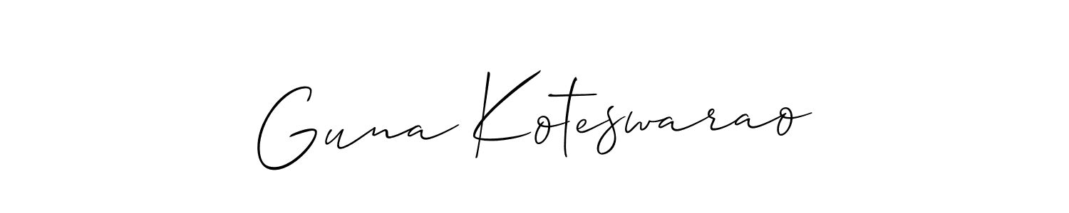 Also we have Guna Koteswarao name is the best signature style. Create professional handwritten signature collection using Allison_Script autograph style. Guna Koteswarao signature style 2 images and pictures png