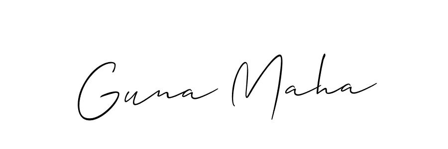 Allison_Script is a professional signature style that is perfect for those who want to add a touch of class to their signature. It is also a great choice for those who want to make their signature more unique. Get Guna Maha name to fancy signature for free. Guna Maha signature style 2 images and pictures png