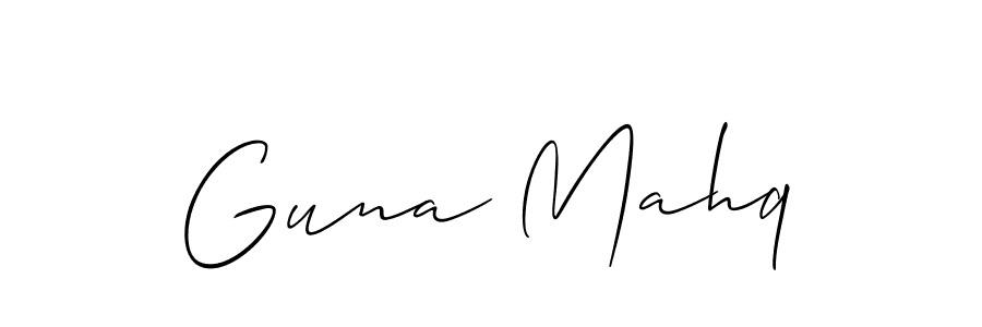 Use a signature maker to create a handwritten signature online. With this signature software, you can design (Allison_Script) your own signature for name Guna Mahq. Guna Mahq signature style 2 images and pictures png