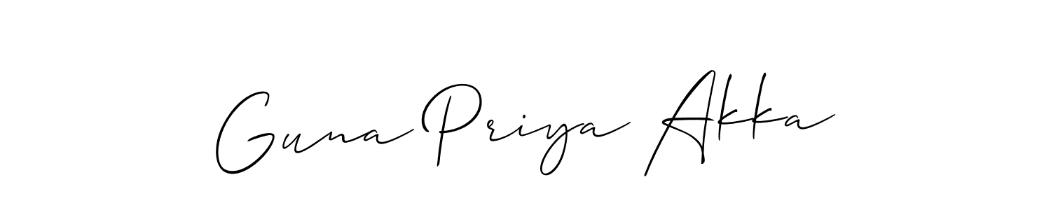 This is the best signature style for the Guna Priya Akka name. Also you like these signature font (Allison_Script). Mix name signature. Guna Priya Akka signature style 2 images and pictures png