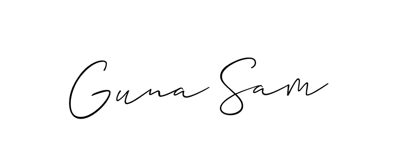 Also we have Guna Sam name is the best signature style. Create professional handwritten signature collection using Allison_Script autograph style. Guna Sam signature style 2 images and pictures png