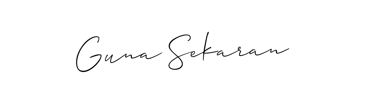 Similarly Allison_Script is the best handwritten signature design. Signature creator online .You can use it as an online autograph creator for name Guna Sekaran. Guna Sekaran signature style 2 images and pictures png