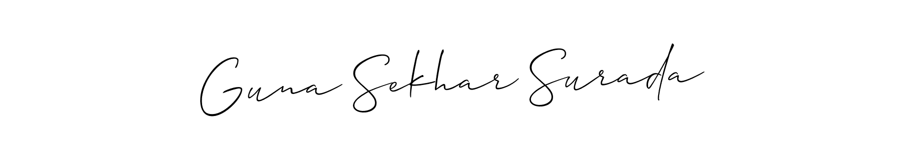 How to make Guna Sekhar Surada name signature. Use Allison_Script style for creating short signs online. This is the latest handwritten sign. Guna Sekhar Surada signature style 2 images and pictures png