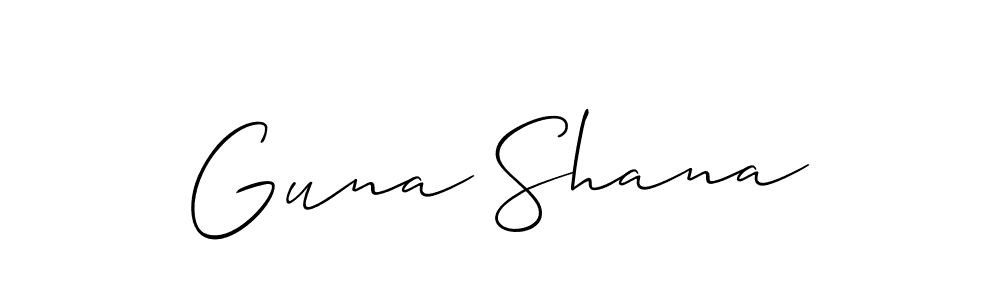 You should practise on your own different ways (Allison_Script) to write your name (Guna Shana) in signature. don't let someone else do it for you. Guna Shana signature style 2 images and pictures png
