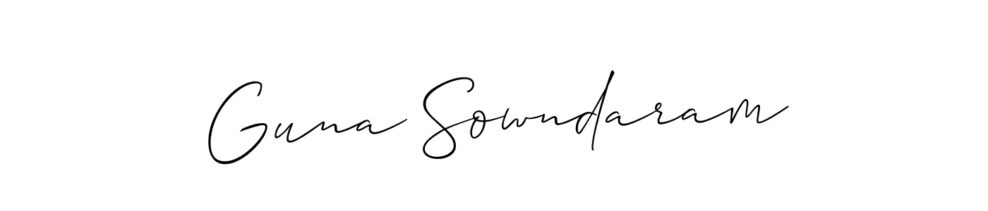 How to make Guna Sowndaram name signature. Use Allison_Script style for creating short signs online. This is the latest handwritten sign. Guna Sowndaram signature style 2 images and pictures png