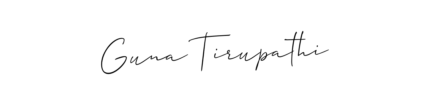 How to make Guna Tirupathi signature? Allison_Script is a professional autograph style. Create handwritten signature for Guna Tirupathi name. Guna Tirupathi signature style 2 images and pictures png