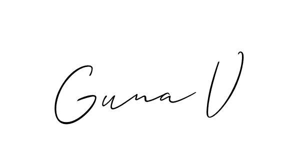 Design your own signature with our free online signature maker. With this signature software, you can create a handwritten (Allison_Script) signature for name Guna V. Guna V signature style 2 images and pictures png