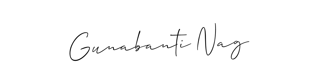 Use a signature maker to create a handwritten signature online. With this signature software, you can design (Allison_Script) your own signature for name Gunabanti Nag. Gunabanti Nag signature style 2 images and pictures png