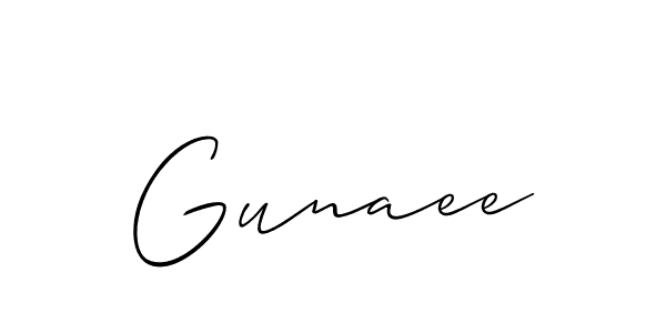 The best way (Allison_Script) to make a short signature is to pick only two or three words in your name. The name Gunaee include a total of six letters. For converting this name. Gunaee signature style 2 images and pictures png