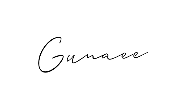 Use a signature maker to create a handwritten signature online. With this signature software, you can design (Allison_Script) your own signature for name Gunaee. Gunaee signature style 2 images and pictures png