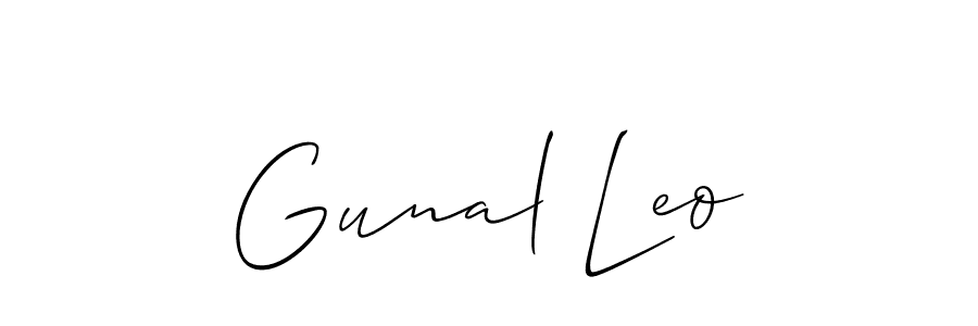 if you are searching for the best signature style for your name Gunal Leo. so please give up your signature search. here we have designed multiple signature styles  using Allison_Script. Gunal Leo signature style 2 images and pictures png