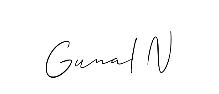 Design your own signature with our free online signature maker. With this signature software, you can create a handwritten (Allison_Script) signature for name Gunal N. Gunal N signature style 2 images and pictures png