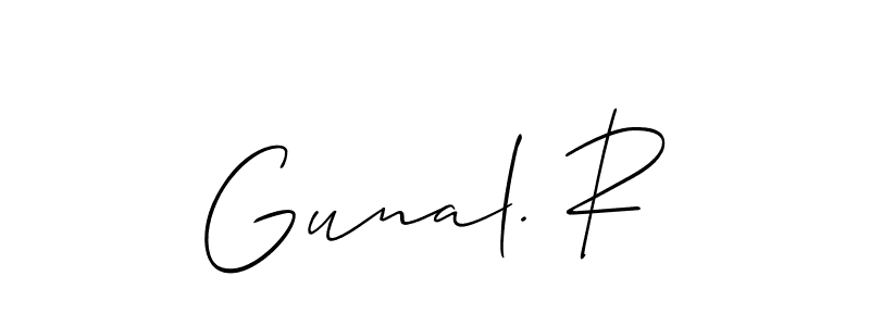 Similarly Allison_Script is the best handwritten signature design. Signature creator online .You can use it as an online autograph creator for name Gunal. R. Gunal. R signature style 2 images and pictures png