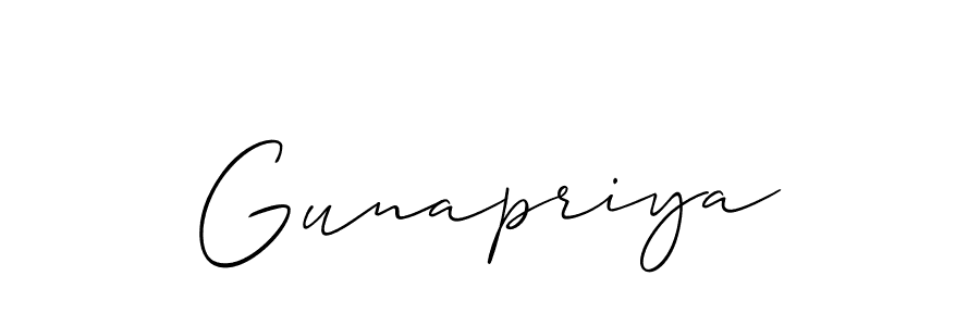 Make a short Gunapriya signature style. Manage your documents anywhere anytime using Allison_Script. Create and add eSignatures, submit forms, share and send files easily. Gunapriya signature style 2 images and pictures png