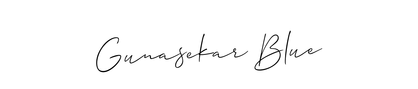 if you are searching for the best signature style for your name Gunasekar Blue. so please give up your signature search. here we have designed multiple signature styles  using Allison_Script. Gunasekar Blue signature style 2 images and pictures png