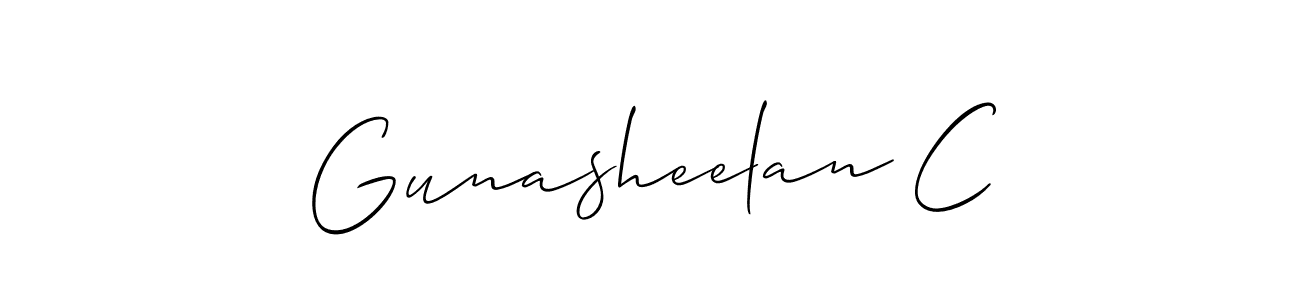 How to make Gunasheelan C name signature. Use Allison_Script style for creating short signs online. This is the latest handwritten sign. Gunasheelan C signature style 2 images and pictures png
