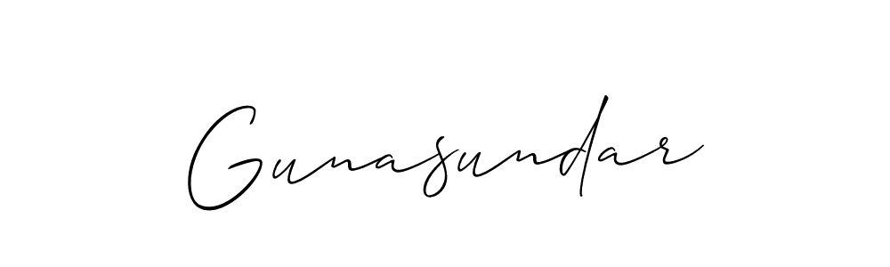 How to Draw Gunasundar signature style? Allison_Script is a latest design signature styles for name Gunasundar. Gunasundar signature style 2 images and pictures png