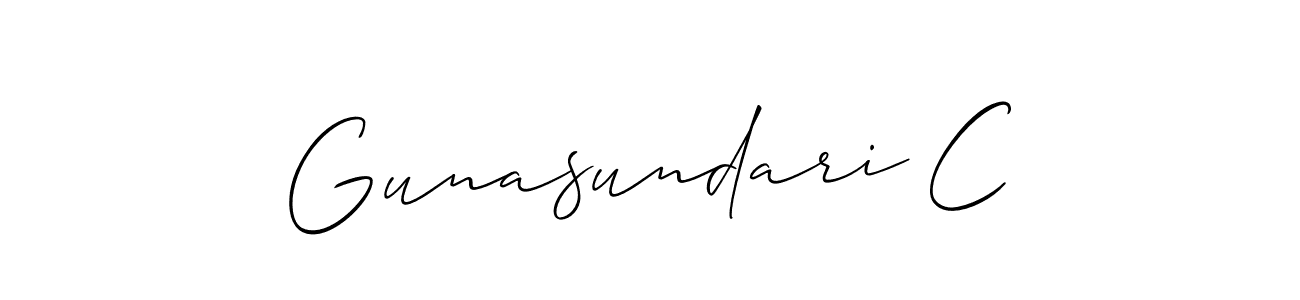 Check out images of Autograph of Gunasundari C name. Actor Gunasundari C Signature Style. Allison_Script is a professional sign style online. Gunasundari C signature style 2 images and pictures png