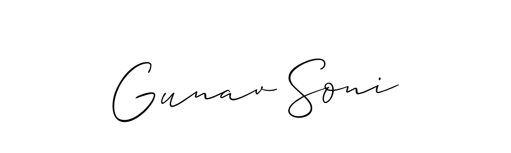 It looks lik you need a new signature style for name Gunav Soni. Design unique handwritten (Allison_Script) signature with our free signature maker in just a few clicks. Gunav Soni signature style 2 images and pictures png