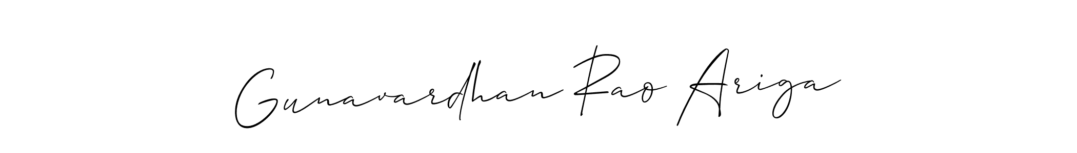 The best way (Allison_Script) to make a short signature is to pick only two or three words in your name. The name Gunavardhan Rao Ariga include a total of six letters. For converting this name. Gunavardhan Rao Ariga signature style 2 images and pictures png