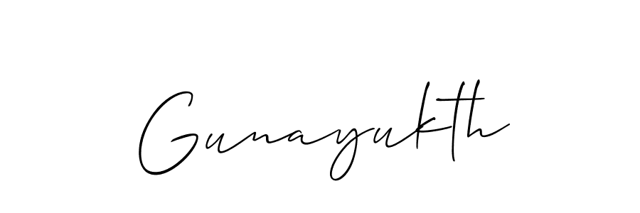 How to make Gunayukth signature? Allison_Script is a professional autograph style. Create handwritten signature for Gunayukth name. Gunayukth signature style 2 images and pictures png