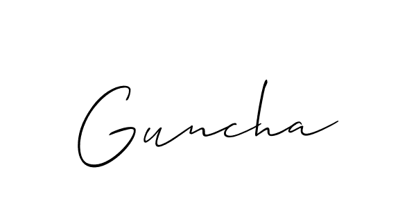 Use a signature maker to create a handwritten signature online. With this signature software, you can design (Allison_Script) your own signature for name Guncha. Guncha signature style 2 images and pictures png