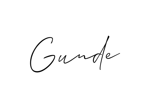 if you are searching for the best signature style for your name Gunde. so please give up your signature search. here we have designed multiple signature styles  using Allison_Script. Gunde signature style 2 images and pictures png