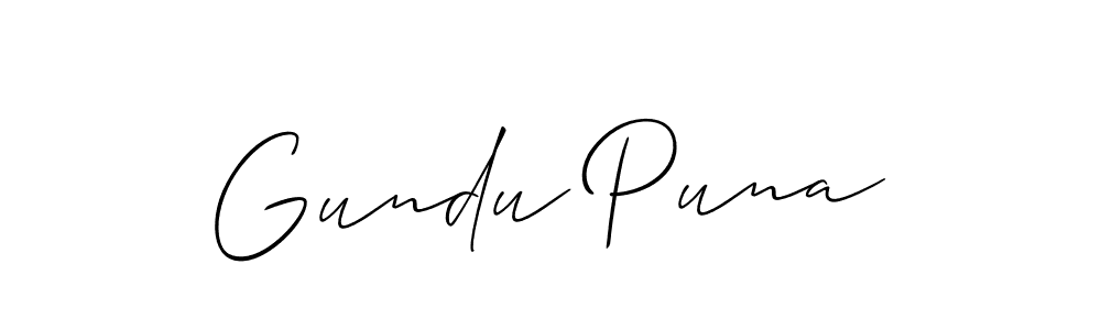 Also we have Gundu Puna name is the best signature style. Create professional handwritten signature collection using Allison_Script autograph style. Gundu Puna signature style 2 images and pictures png