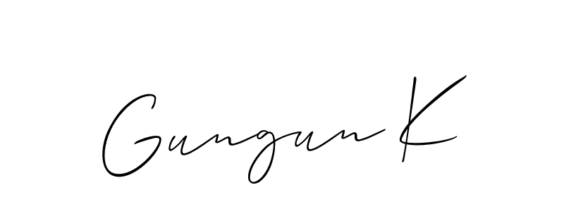 Create a beautiful signature design for name Gungun K. With this signature (Allison_Script) fonts, you can make a handwritten signature for free. Gungun K signature style 2 images and pictures png