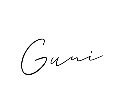 Create a beautiful signature design for name Guni. With this signature (Allison_Script) fonts, you can make a handwritten signature for free. Guni signature style 2 images and pictures png