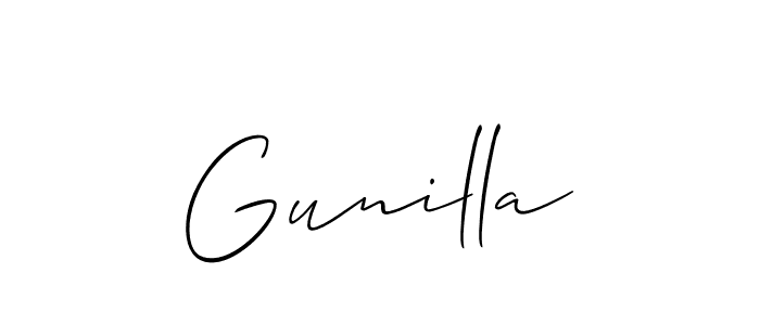 Create a beautiful signature design for name Gunilla. With this signature (Allison_Script) fonts, you can make a handwritten signature for free. Gunilla signature style 2 images and pictures png