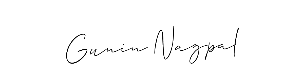Similarly Allison_Script is the best handwritten signature design. Signature creator online .You can use it as an online autograph creator for name Gunin Nagpal. Gunin Nagpal signature style 2 images and pictures png