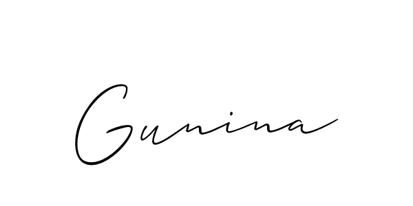 Similarly Allison_Script is the best handwritten signature design. Signature creator online .You can use it as an online autograph creator for name Gunina. Gunina signature style 2 images and pictures png