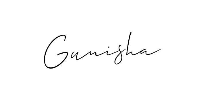 Use a signature maker to create a handwritten signature online. With this signature software, you can design (Allison_Script) your own signature for name Gunisha. Gunisha signature style 2 images and pictures png