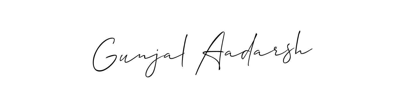 The best way (Allison_Script) to make a short signature is to pick only two or three words in your name. The name Gunjal Aadarsh include a total of six letters. For converting this name. Gunjal Aadarsh signature style 2 images and pictures png